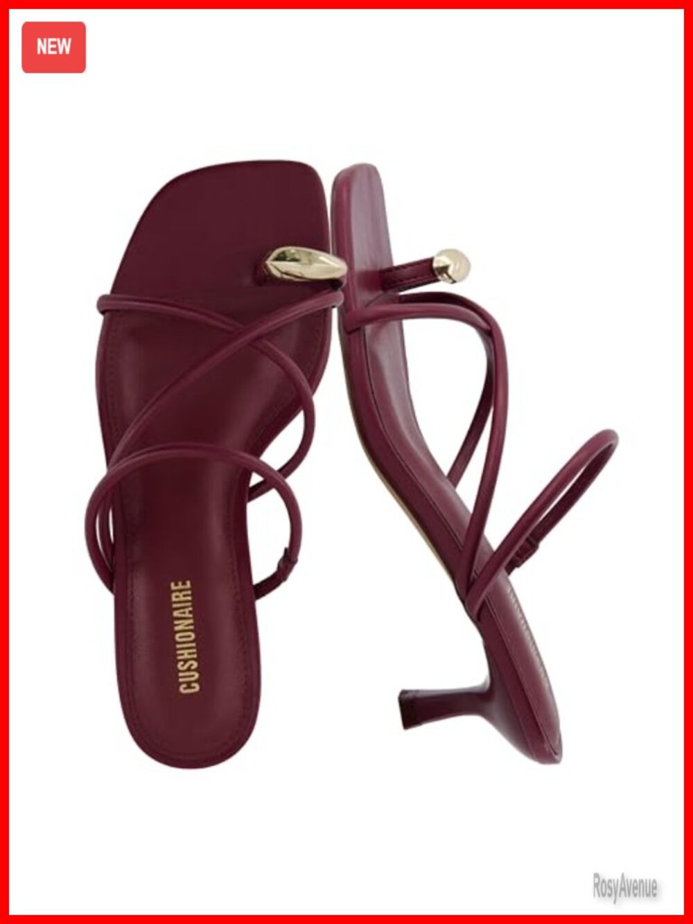 Strappy Kitten Heel Sandals Vegan Leather Slip On Square Toe Dress Shoes